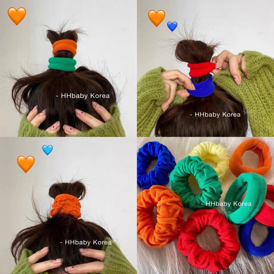 Set 5 dây buộc tóc cao su màu sắc ngọt ngào phong cách Hàn Quốc cho nữ