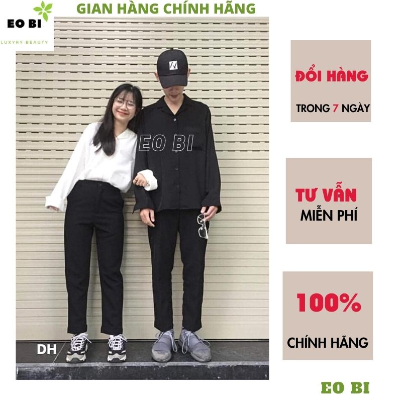 Áo sơmi unisex 2 mầu đen trắng túi hộp form rộng cực xinh ulzzang vintage -EOBI