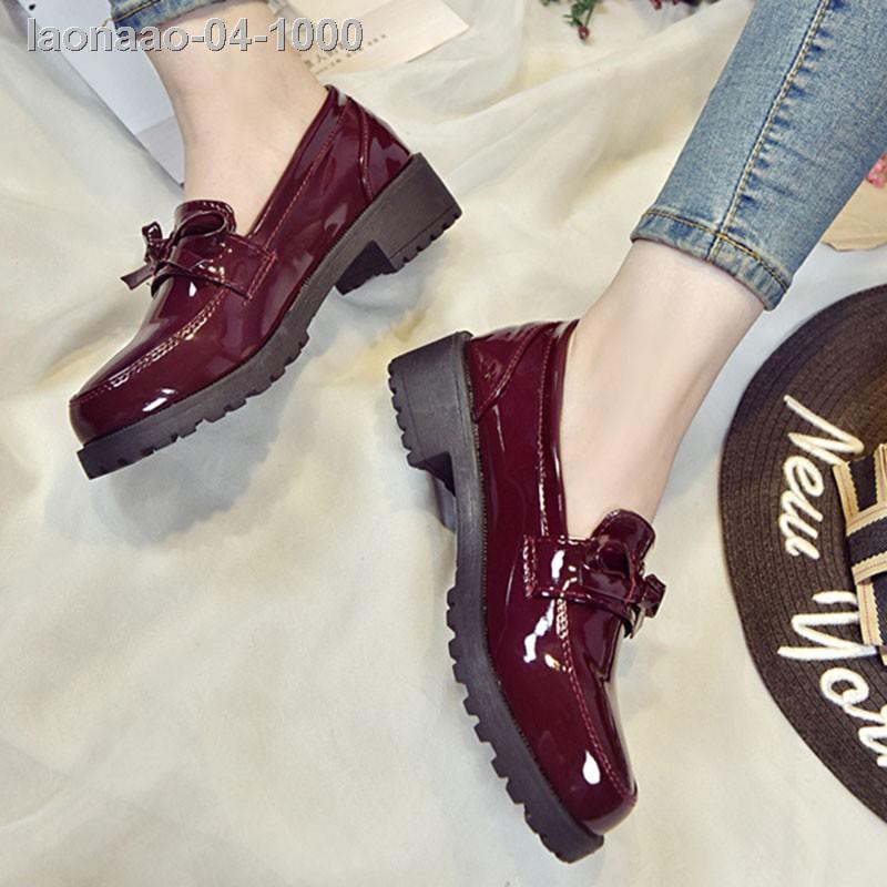 ♤❐Giày da nữ mũi tròn đế thô phong cách Retro | BigBuy360 - bigbuy360.vn