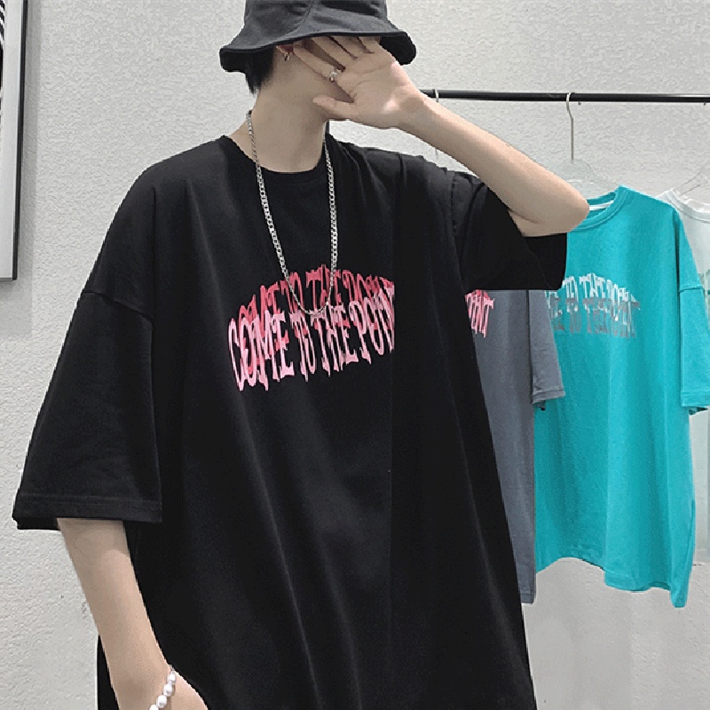 Áo Thun Tay Ngắn Dáng Rộng In Chữ Thời Trang Mùa Hè Cho Nam Size M-8XL