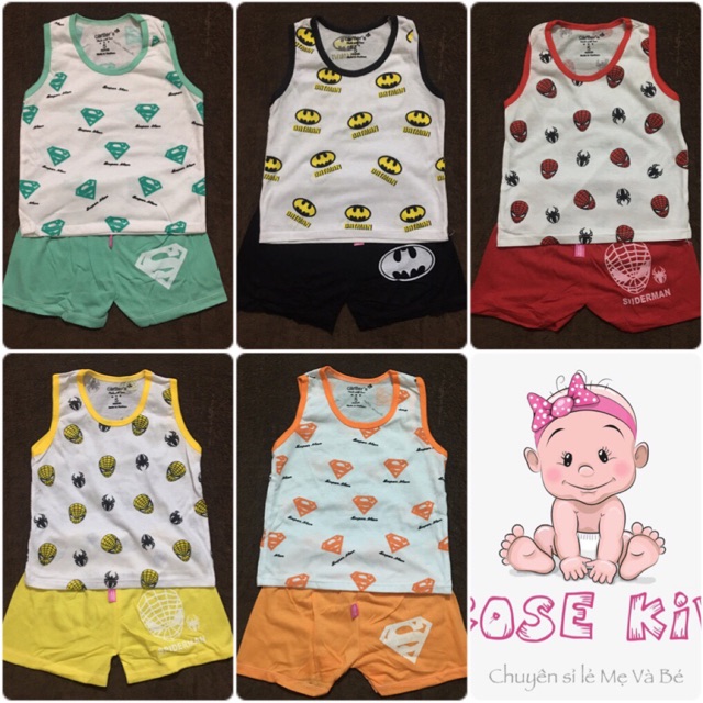 Đồ bộ ba lỗ mặc nhà bé trai 3-15kg mẫu mới siêu anh hùng