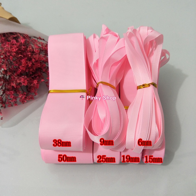 [Hàng đẹp] Ruy băng gân vải trơn giá rẻ 1cm cuộn 1mét làm nơ, gói quà, làm phụ kiện handmade Pinky Shop