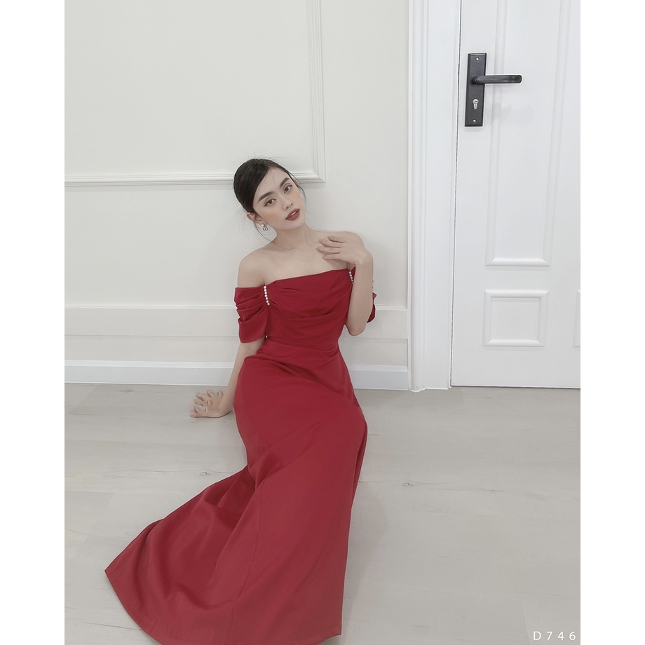 BBSTORE'S Đầm Dự Tiệc Trễ Vai Nhún Ngực Kiểu Dáng Trẻ Trung - D746