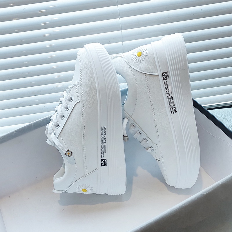 Giày Sneaker Nữ G45 Màu Trắng Đế Cao Thêu Hoa Phong Cách Hàn Quốc Đi Học Đi Chơi. Giày Thể Thao Nữ Đẹp Giá Rẻ A1