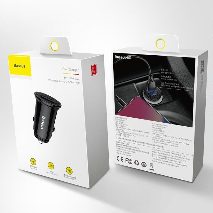 Tẩu sạc nhanh Baseus BS- C16Q1  tích hợp Type-C PD 3.0 và USB Quick charge 3.0/4.0