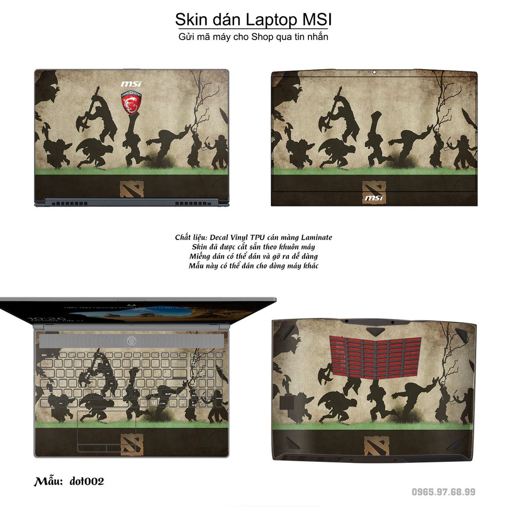 Skin dán Laptop MSI in hình Dota 2 (inbox mã máy cho Shop)