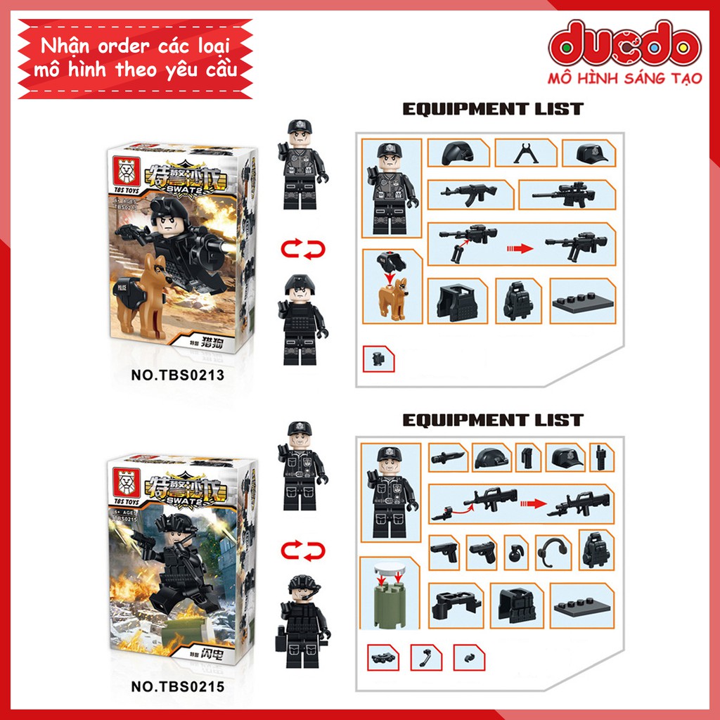 Biệt đội 6 lính cảnh sát SWAT trang bị tối tân nhất - Đồ chơi Lắp ghép Xếp hình Mini Minifigures Army TBS 11-16 Mô hình