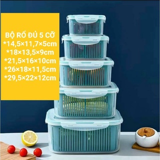 Hộp đựng đồ tủ lạnh da năng 5 in 1(có rổ có lắp đậy) rổ to 30x22x13