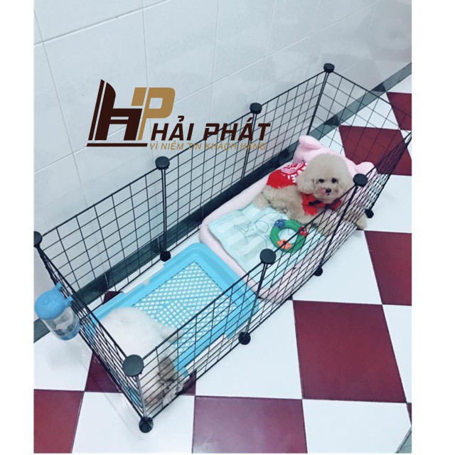 Chuồng chó mèo lắp ghép tiện lợi chắc chắn (8 tấm lưới đen)