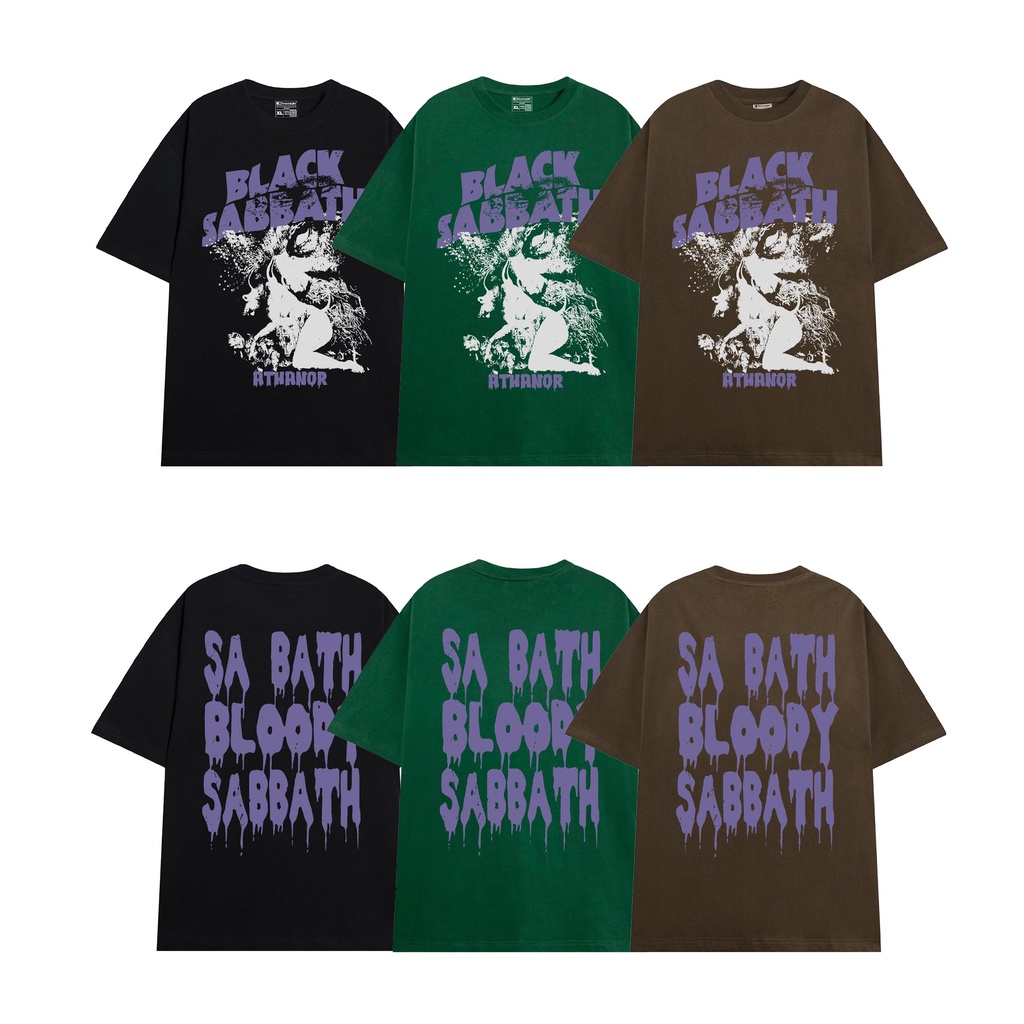 Áo phông ATHANOR form rộng tay lỡ chất liệu 100% cotton unisex mẫu Black Sabbath