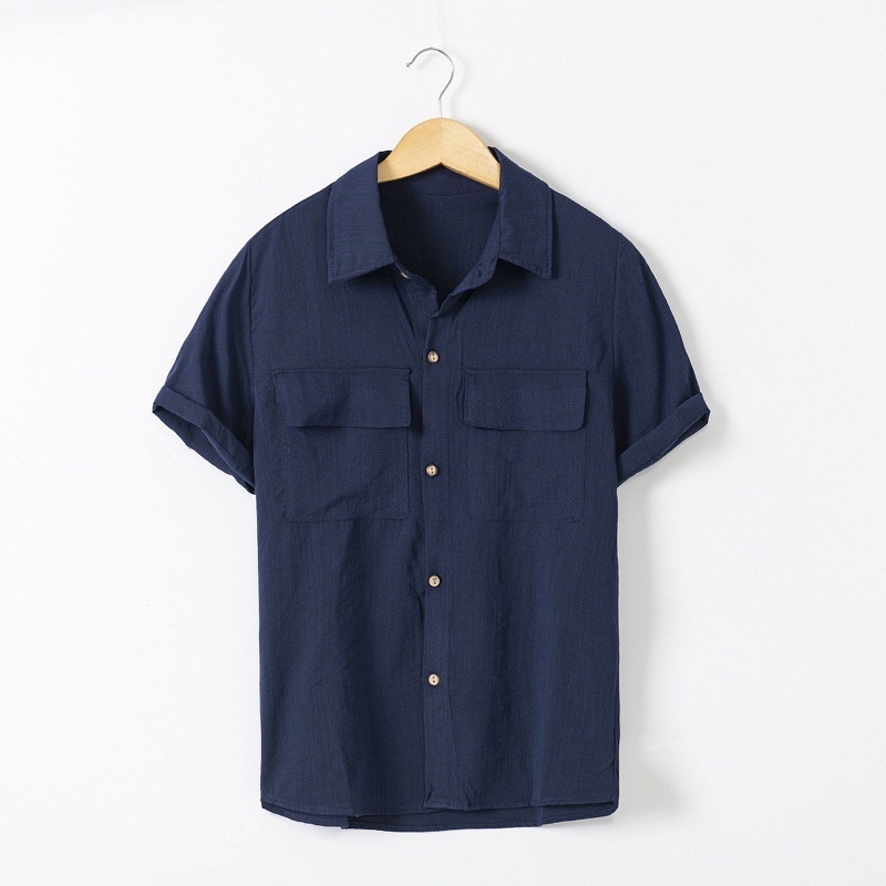 Áo sơ mi đũi nam túi hộp, chất đũi hàn mềm mát không nhăn