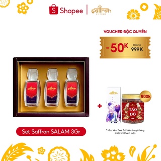 Nhụy Hoa Nghệ Tây Saffron SALAM 3Gr/hộp tặng Salam 1gr và trà táo đỏ 65gr