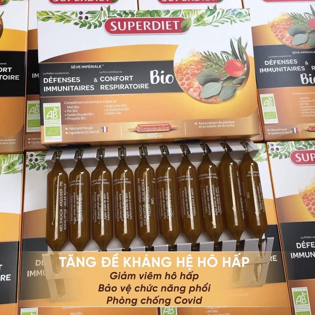 (Pháp) Tăng đề kháng hệ hô hấp Superdiet 20 ống