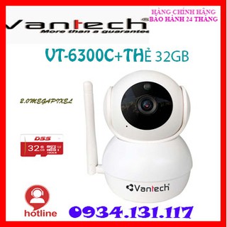 Camera IP Wifi 2.0MP VANTECH VT-6300C  (Tặng kèm thẻ nhớ 32GB)