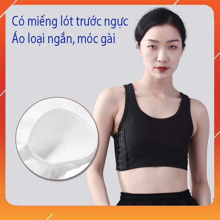 Áo nịt ngực tomboy loại ngắn móc gài có miếng lót trước ngực co giãn thoải mái