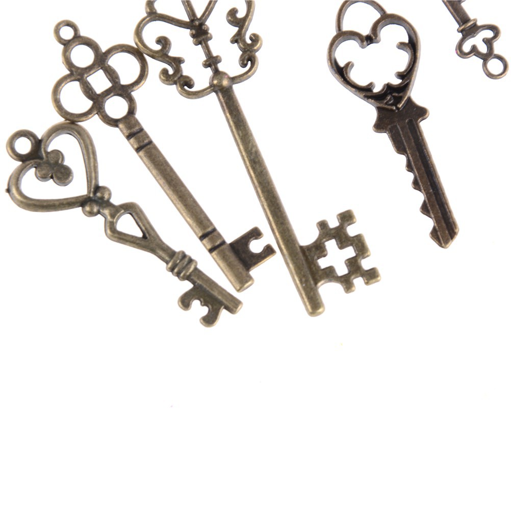 Set 13 Mặt Dây Chuyền Hình Chìa Khóa Phong Cách Vintage Charms
