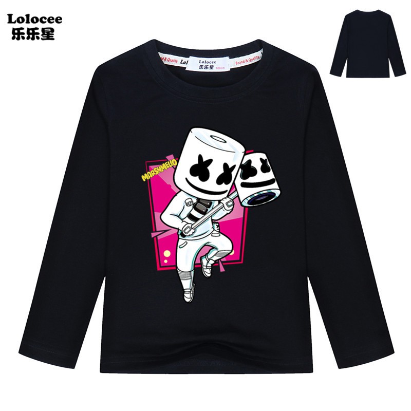 Áo Thun Tay Ngắn In Hình Dj Marshmello 100% Cotton Cho Bé
