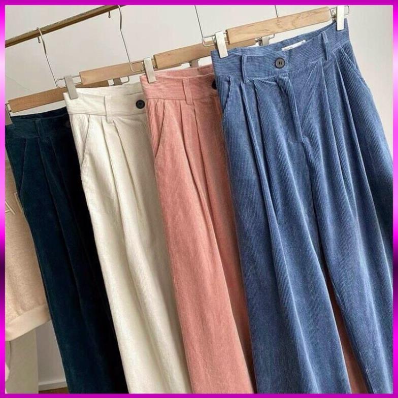 [ Xả Kho 3 Ngày ]  QUẦN NHUNG TĂM ỐNG SUÔNG NHIỀU MÀU,QUẦN ỐNG RỘNG ULZZANG NHUNG TĂM XUẤT HÀN | BigBuy360 - bigbuy360.vn