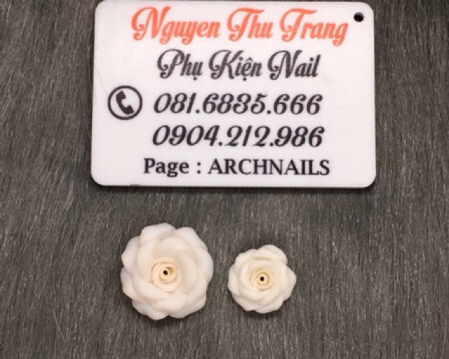 Hoa bột gắn móng: hồng size nhỡ  và size đại