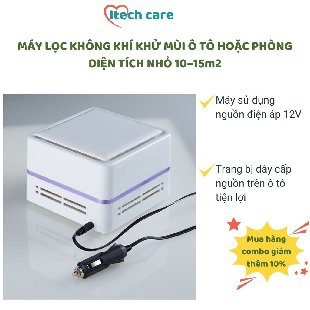 Máy lọc không khí mini để bàn khử mùi phòng ngủ, xe ô tô, nhà vệ sinh cực kỳ hiệu quả có bảo hành tại Shop Itechcare