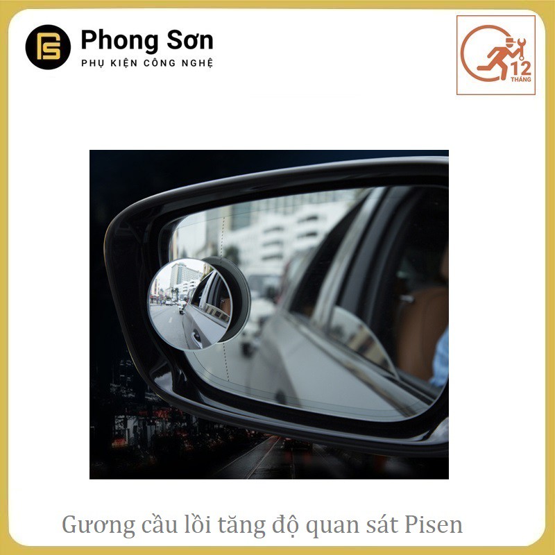 Gương cầu lồi gắn kính hậu ô tô xoay 360 xóa điểm mù PISEN - Car Reversing Round Mirror Pisen