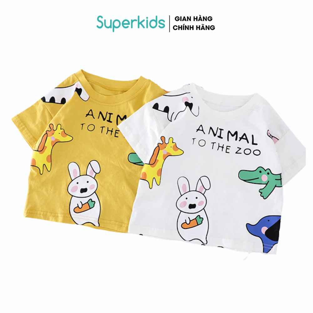 Bộ cộc tay Animal cho bé trai, bé gái QATE598, quần áo trẻ em Superkids