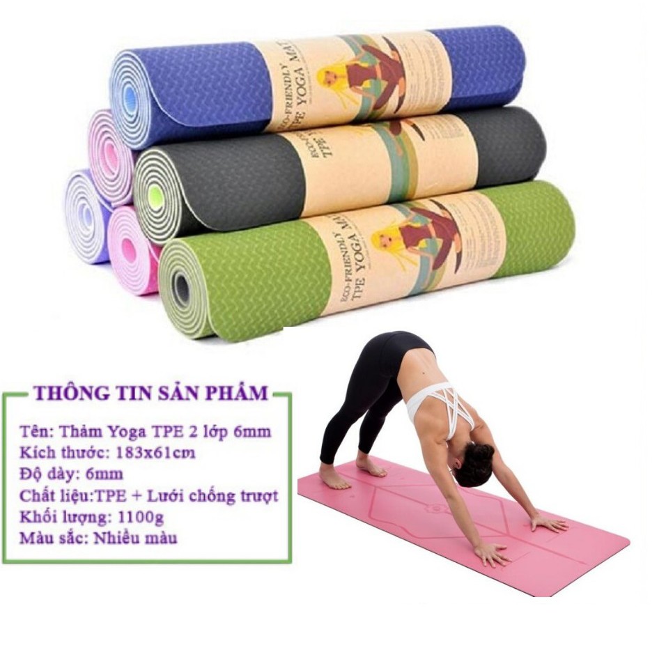 Thảm Tập Yoga, Tập Gym, Tập Thể Dục Tại Nhà TPE Đài Loan Cao Cấp, Chống Trơn Trượt, Êm Ái Khi Sử Dụng - AQ