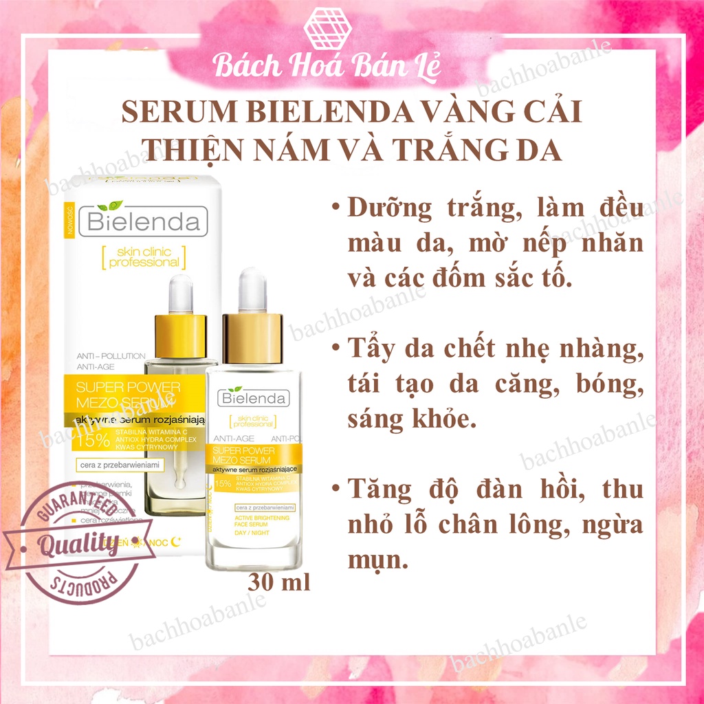 HUYẾT THANH TƯƠI BIELENDA LÀM SÁNG TÍCH CỰC, CẢI THIỆN DA SẠM, NÁM 30ML