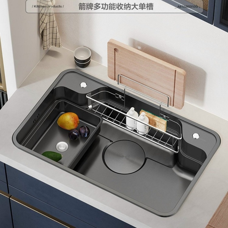 Chậu rửa bát 1 hố cỡ lớn kích thước 80*50 kèm phụ kiện đa năng tiện dụng