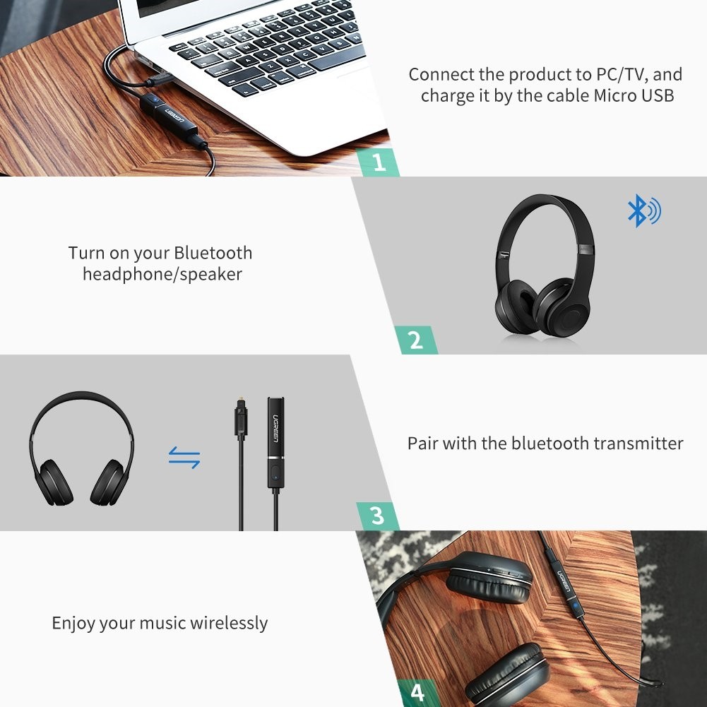 Thiết Bị Phát Bluetooth 4.2  Ugreen 50213 Audio Quang (Optical) Chính Hãng