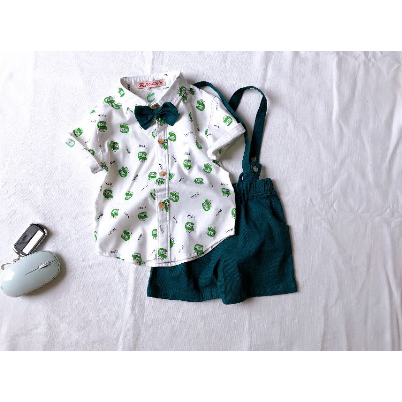 Bộ yếm bé trai đầy tháng thôi nôi họa tiết hoạt hình 5-12kg