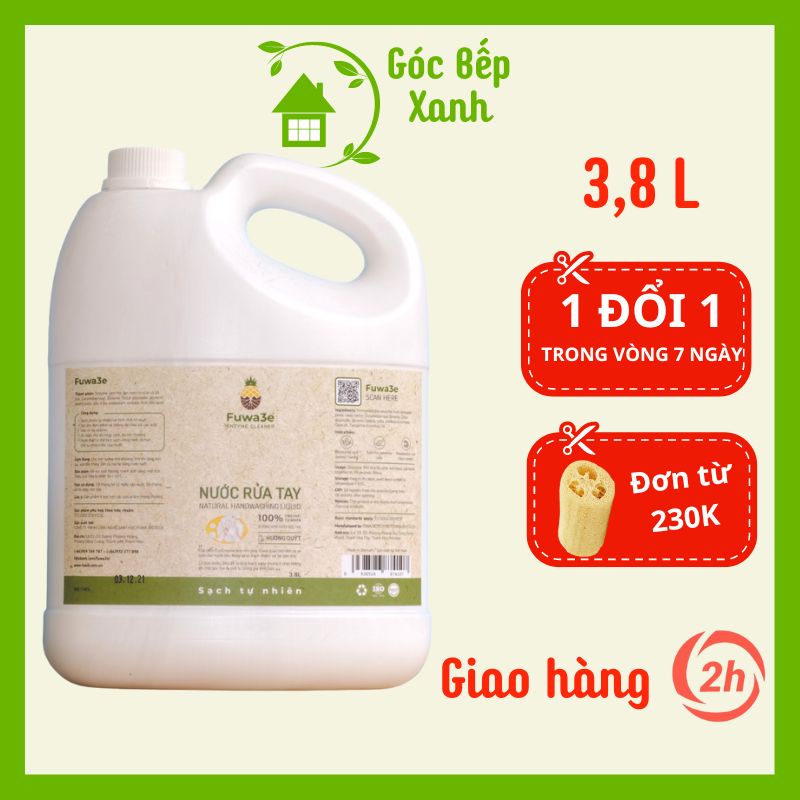 Nước rửa tay Fuwa3e hương quýt Enzym sinh học an toàn chai 3800 ml GOBEXA