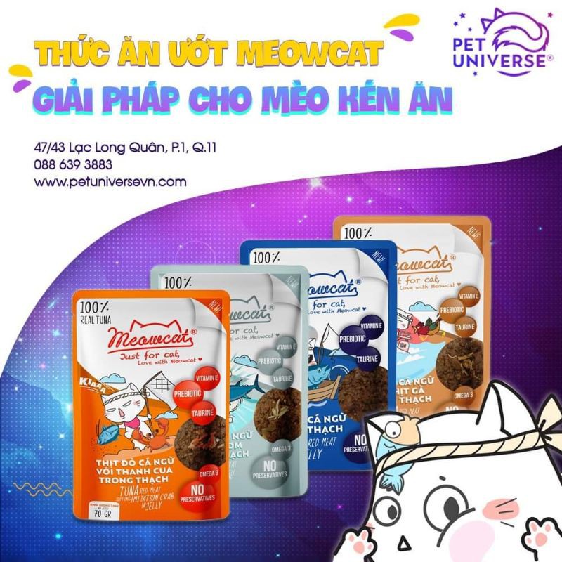 70g pate Meowcat Dành cho mèo trên 6 tháng tuổi,Với 4 hương vị.