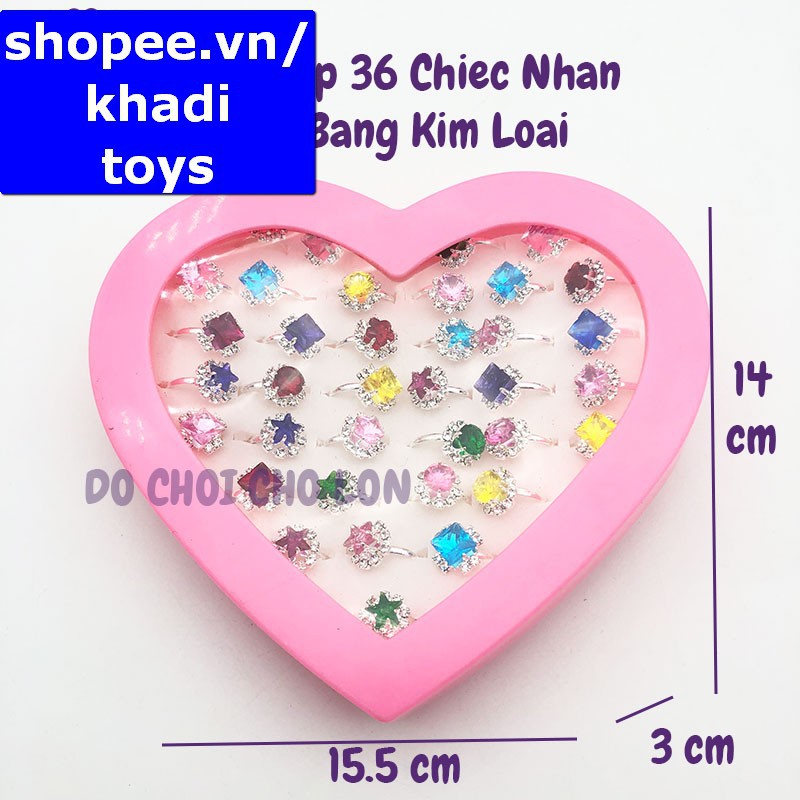 Đồ chơi 36 chiếc nhẫn bằng kim loại cho bé hình trái tim