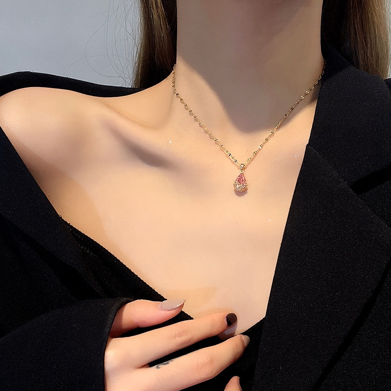 Dây Chuyền Thép Titan Đính Đá Zircon Lớn Siêu Lấp Lánh Tinh Tế Lu