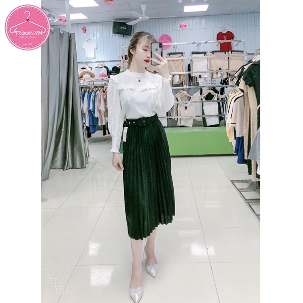 Áo sơ mi kiểu tai bèo nhún