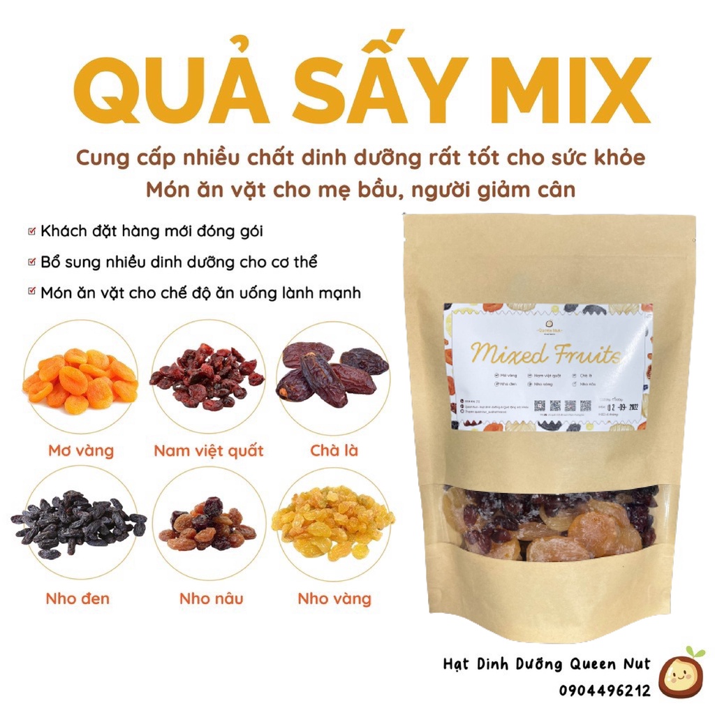MIX 6 loại TRÁI CÂY SẤY - Dinh dưỡng cho mẹ bầu/ ăn healthy / làm ngũ cốc granola, bánh