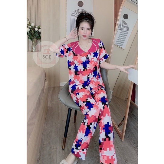 bộ pijama mango cộc tay q dài cổ sen 3 lá