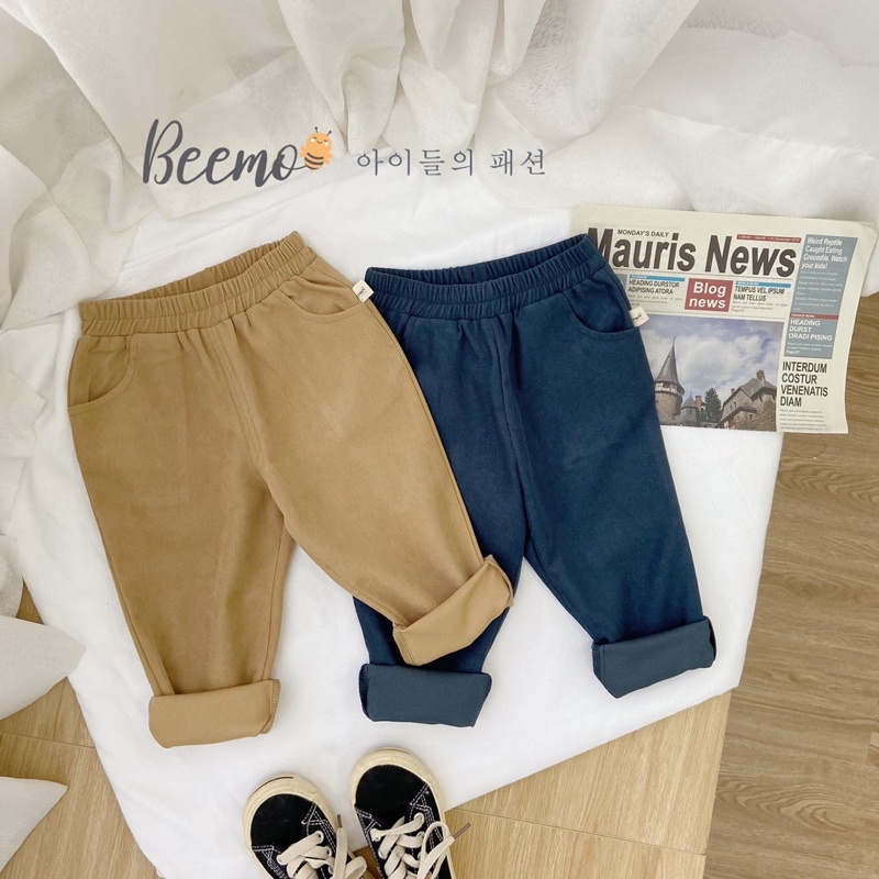 Set bộ vest nhung BEEMO 4 khuy cho bé trai Bộ suit bé trai chất liệu nhung chéo cao cấp - BST quần áo bé trai thu đông