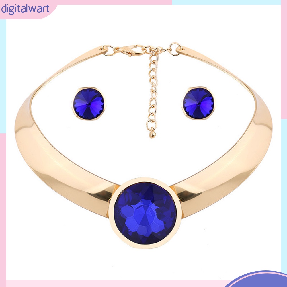 Bộ Dây Chuyền + Bông Tai Đính Đá Zircon Thời Trang Cho Nữ