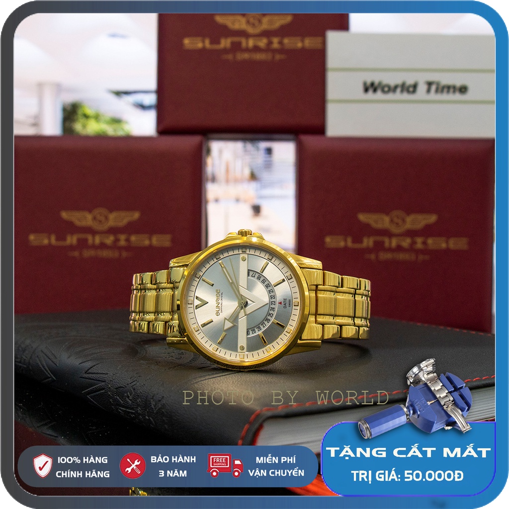 Đồng Hồ Nam Sunrise DM1116SWA Chính Hãng, Full Box, Kính Sapphire Chống Xước, Chống Nước, Dây Thép 316L, Bảo Hành 3 Năm