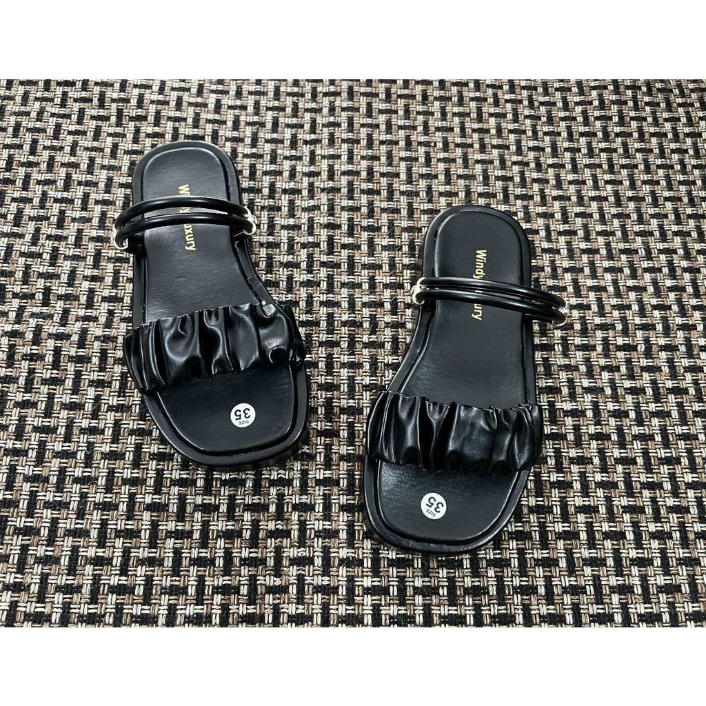 Dép sandal quai hậu nữ đế bánh mì 3cm quai nhún đi học đi chơi