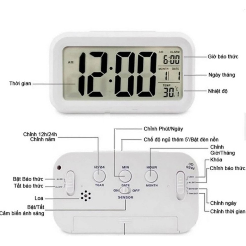 CRT VH Đồng hồ báo thức điện tử để bàn màn hình LCD đa chức năng ZO89 siêu hot 6 CRT