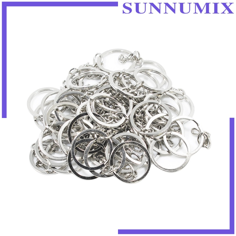 [SUNNIMIX]50Pc Split Key Rings with Chain Bulk for DIY Accessories Arts Crafts 25mm/1&quot;