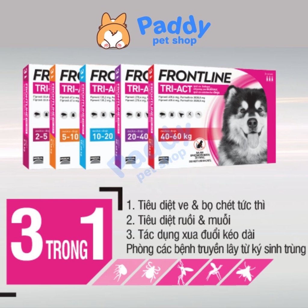 Nhỏ Gáy Frontline TRI-ACT Tẩy Ve Rận &amp; Xua Đuổi Ruồi Muỗi Cho Chó
