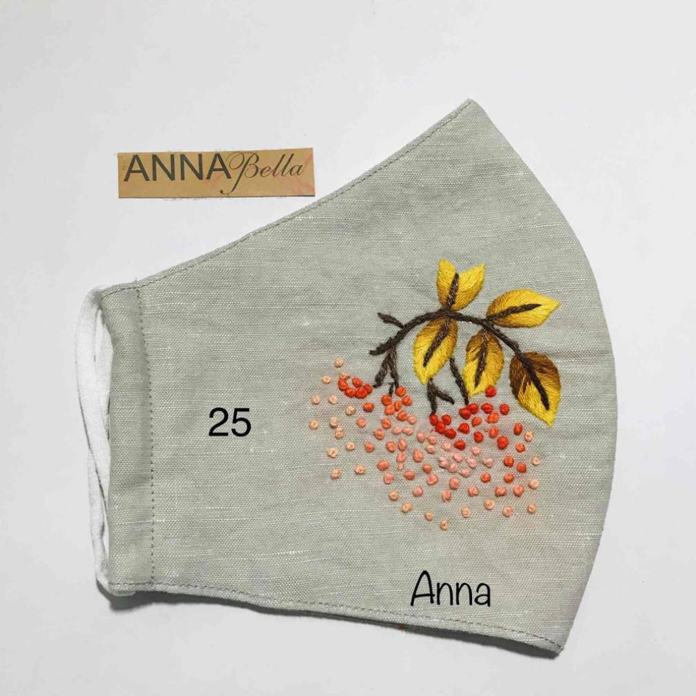[FREESHIP] Khẩu Trang Vải Linen Thêu Tay mẫu hoa AN14 | BigBuy360 - bigbuy360.vn