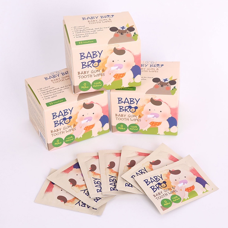 Gạc rơ lưỡi tưa lưỡi vệ sinh răng miệng trẻ em Baby Bro 25 miếng Hàn Quốc - Herskin Official Store