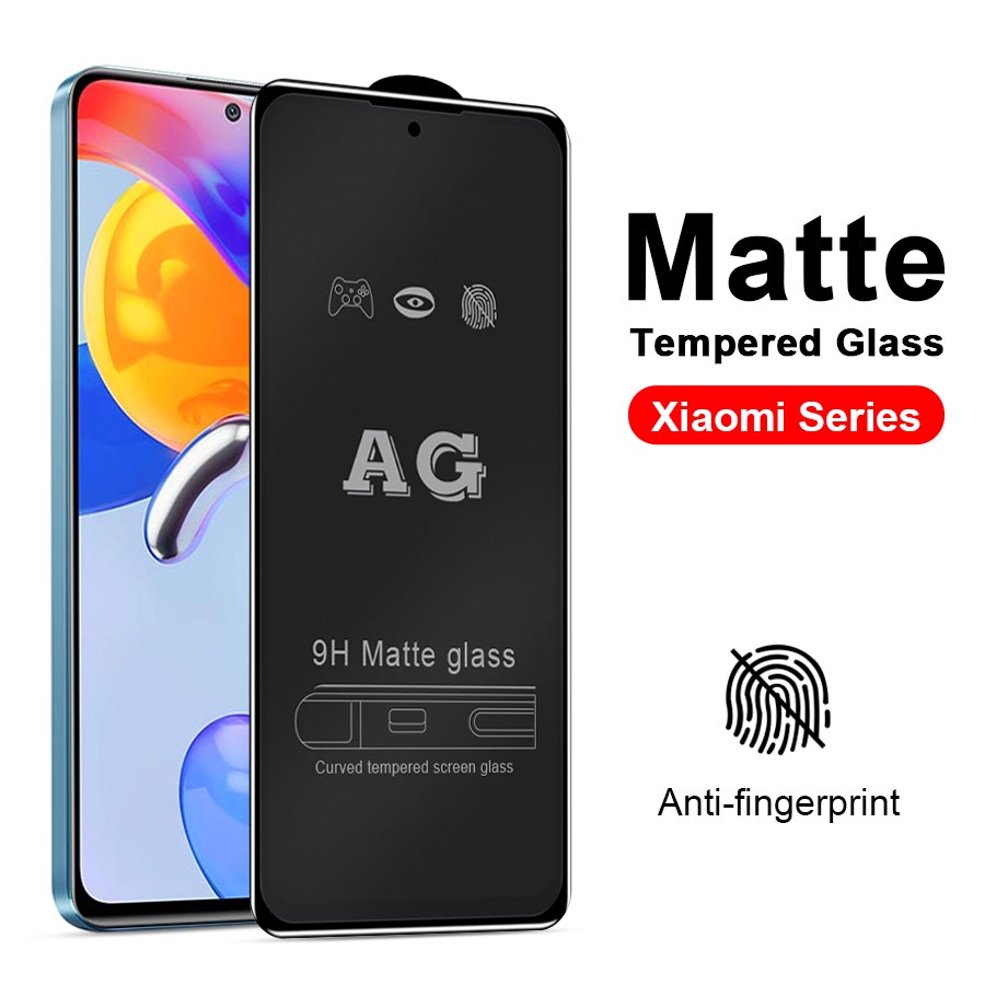 Kính Cường Lực Full Màn AG Cho Xiaomi Redmi Note 12 Pro + 12s 11 11s  5G 10 10s 9 9s 8 7 Pro Redmi 9T 10 12C 10C C40 10A 9 9C 9A 8 8A 7 7A Xiaomi Poco F2 F3 F4 X3 NFC X4 GT X5 M3 M4 Pro M5 M5S