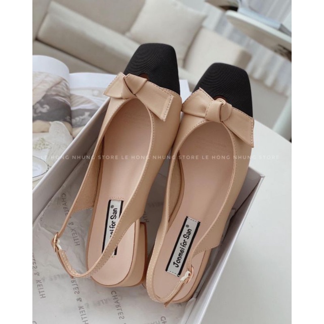 Giầy da mềm hở gót cao 2 phân hàng Quảng châu