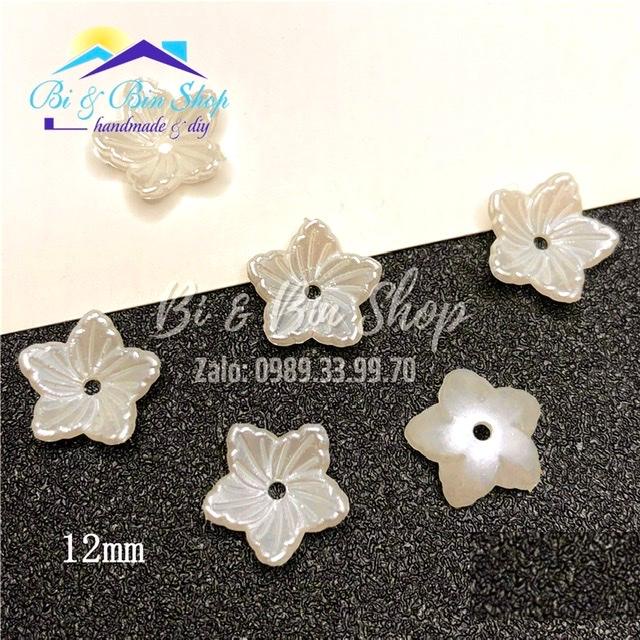50 Hoa Nhí 5 Cánh Nhọn 12mm Làm Trâm Cài Tóc, Làm Phụ Kiện Hoa Cưới